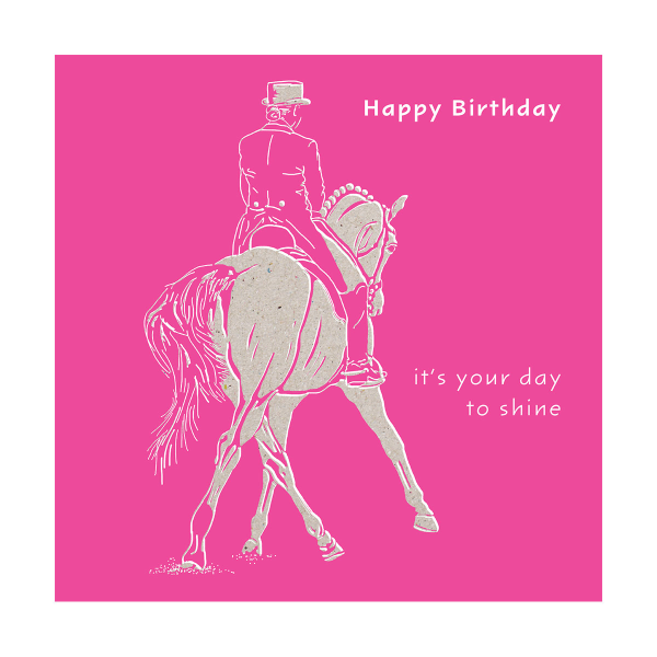 Deckled Edge Color Block Pony Greetings Card One Size Happy Bi Happy Birthday - Horse and Rider (B One Size
