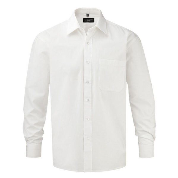 Russell Collection Herr Poplin Långärmad Skjorta 4XL Vit White 4XL