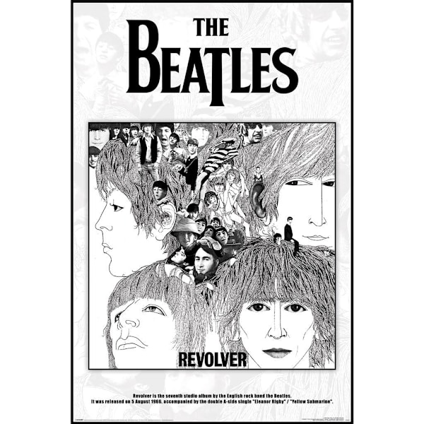 The Beatles Revolver Poster 91,5 cm x 61 cm Svart/Vit/Grå Black/White/Grey 91.5cm x 61cm