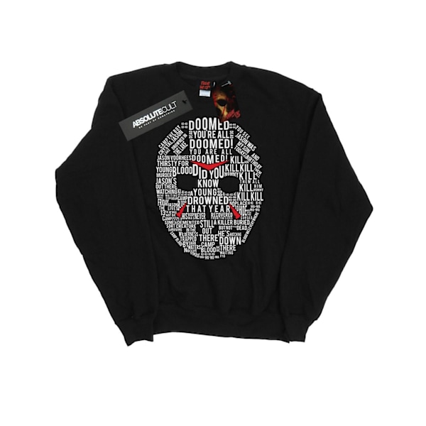 Fredag den 13:e Herr Jason Text Mask Sweatshirt M Svart Black M