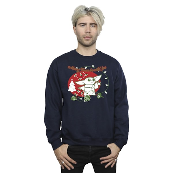 Star Wars The Mandalorian Herr Baby Yoda Force Be With You Sweatshirt Navy Blue M