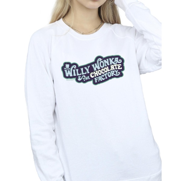 Willy Wonka Dam/Damer Chokladfabrik Logotyp Sweatshirt XL White XL