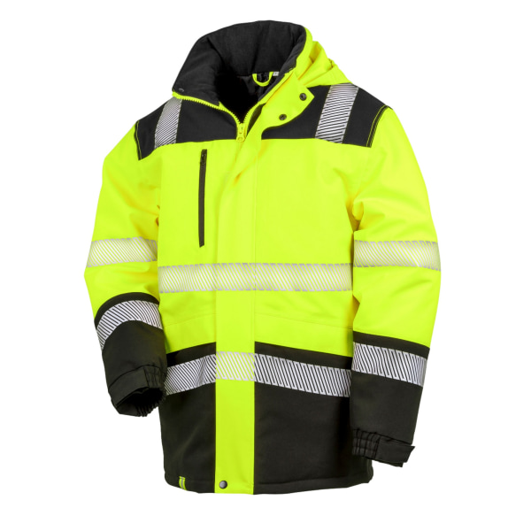 SAFE-GUARD by Result Utskrivbar säkerhetsjacka med mjukt skal för män 4X Fluorescent Yellow/Black 4XL