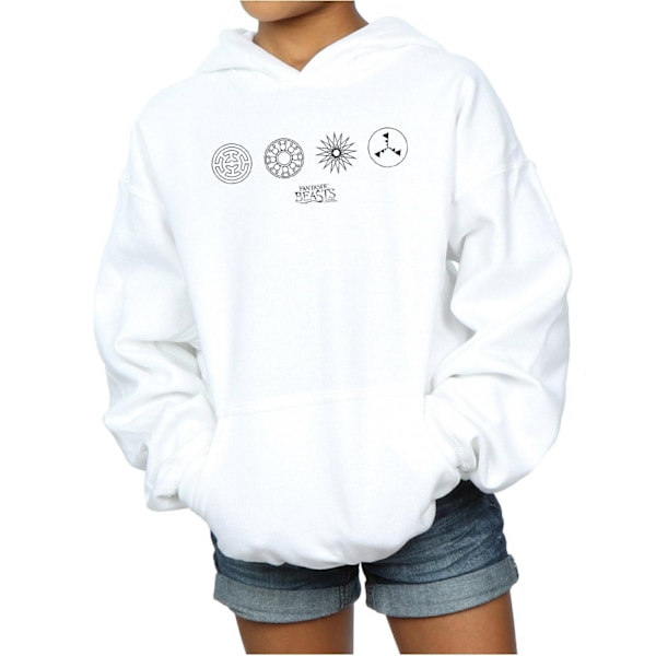 Fantastiska vidunder Girls Circular Icons Hoodie 5-6 år Vit White 5-6 Years