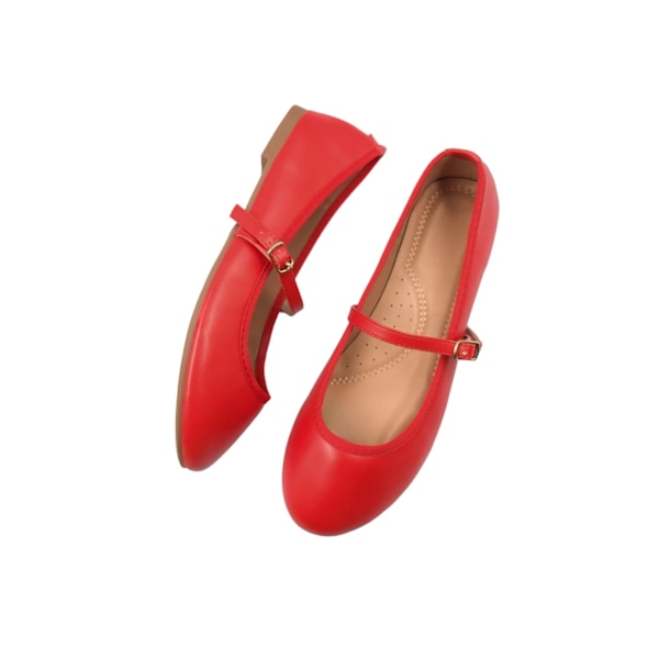 Where's That From Josie Ballerina-skor i konstläder med remmar för kvinnor/damer Red 6 UK