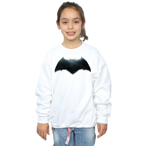 DC Comics Girls Justice League Movie Batman Emblem Sweatshirt 5 White 5-6 Years