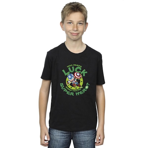 Marvel Boys St Patrick's Day Captain America Luck T-shirt 12-13 Black 12-13 Years