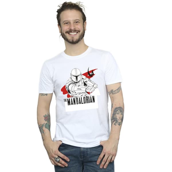 Star Wars Herr The Mandalorian Mando Shoots T-Shirt M Vit White M