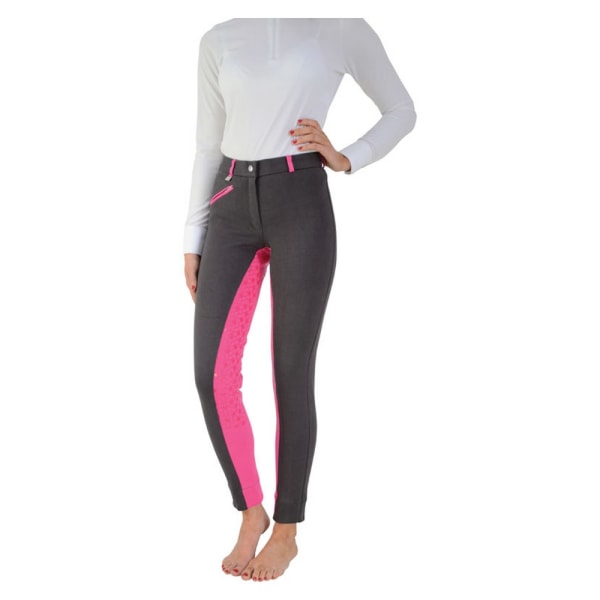 HYPERFORMANCE Dam/Dam Saxby Silicone Jodhpurs 26in Anthra Anthracite Grey/Cerise Pink 26in