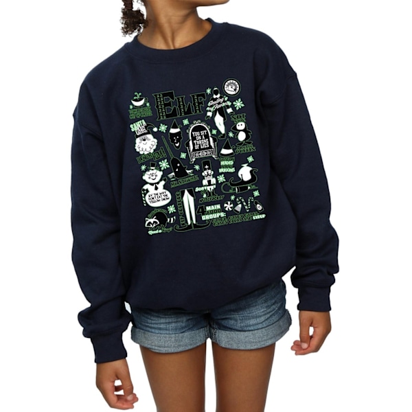 Elf Girls Infographic Poster Sweatshirt 9-11 år Marinblå Navy Blue 9-11 Years
