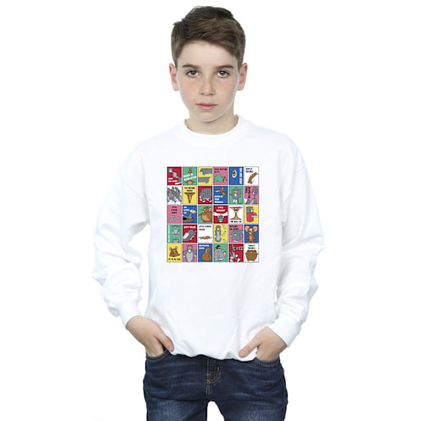 Tom och Jerry Pojkar Rutnät Kvadrater Sweatshirt 7-8 År Vit White 7-8 Years