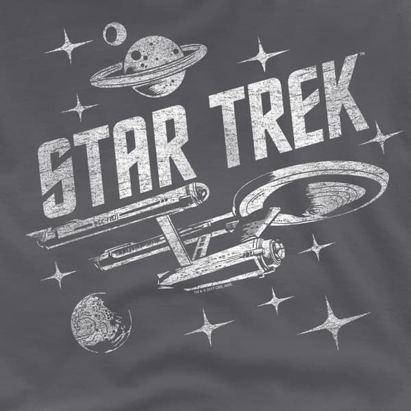 Star Trek Herr Through Space T-Shirt M Kolgrå Charcoal M