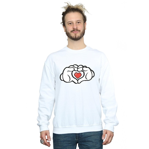 Disney Herr Mickey Mouse Hjärthänder Sweatshirt 4XL Vit White 4XL