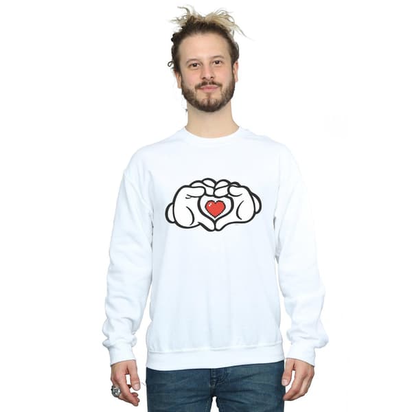 Disney Herr Mickey Mouse Hjärthänder Sweatshirt 5XL Vit White 5XL