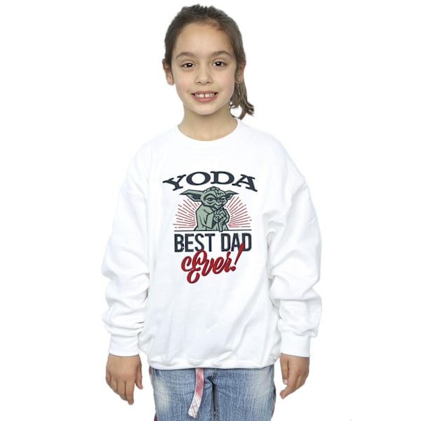 Star Wars Girls Mandalorian Yoda Pappa Sweatshirt 5-6 År Vit White 5-6 Years