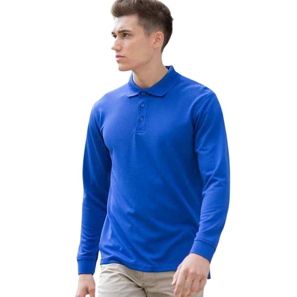 Henbury Coolplus Fukttransporterande Långärmad Pikétröja för Män 4 Royal 4XL