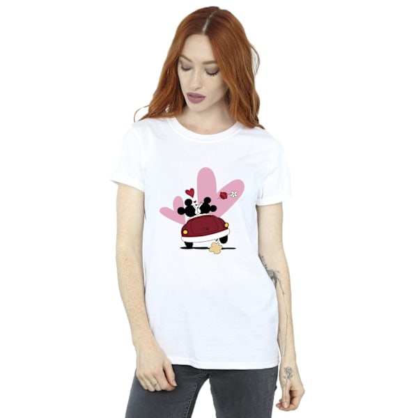 Disney Dam/Damer Mickey Mouse Bil Tryck Bomull Pojkvän T- White XL