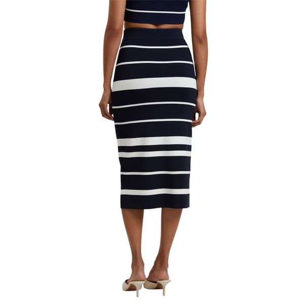 Ted Baker Dam/Kvinnor Randig Stickad Pennkjol 10 UK Marinblå Navy 10 UK
