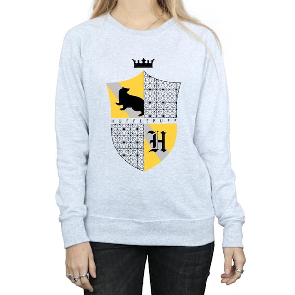 Harry Potter Dam/Kvinnor Hufflepuff Sköld Sweatshirt S Heath Heather Grey S