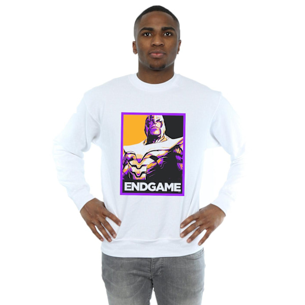 Marvel Mens Avengers Endgame Thanos Poster Sweatshirt S Vit White S