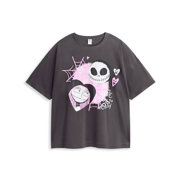 Nightmare Before Christmas Dam/Flickor Jack och Sally Kortärmad Black/Pink S