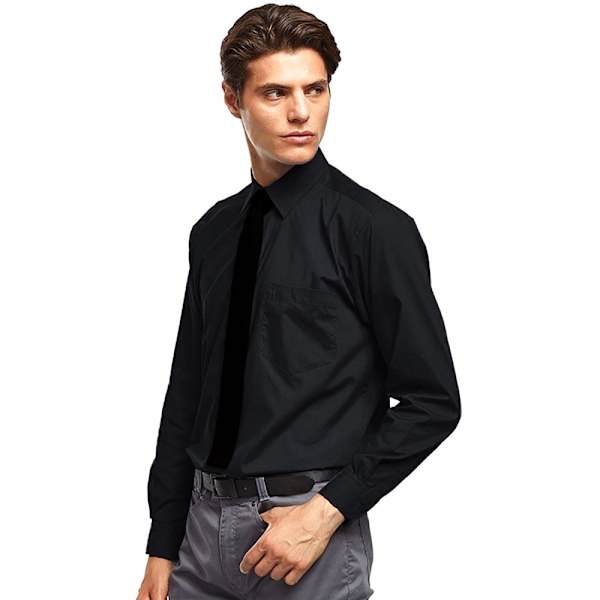Premier Mens Premier Poplin Långärmad formell skjorta 17.5 Svart Black 17.5