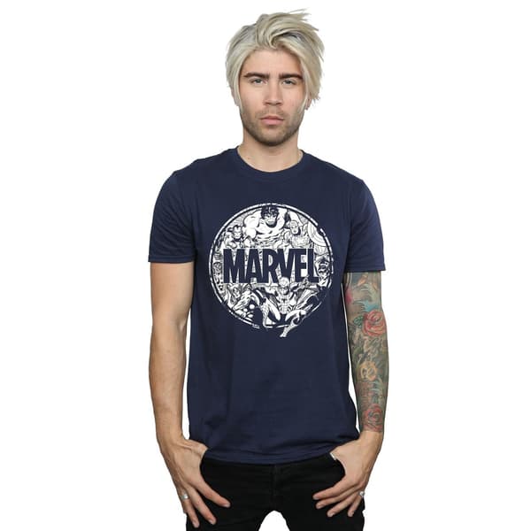 Marvel Comics Herr Logotyp Karaktär Infill T-Shirt M Marinblå Navy Blue M