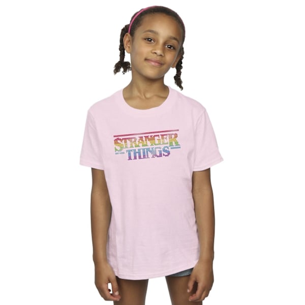 Netflix Girls Stranger Things Rainbow Dot Logo Bomull T-shirt 7 Baby Pink 7-8 Years