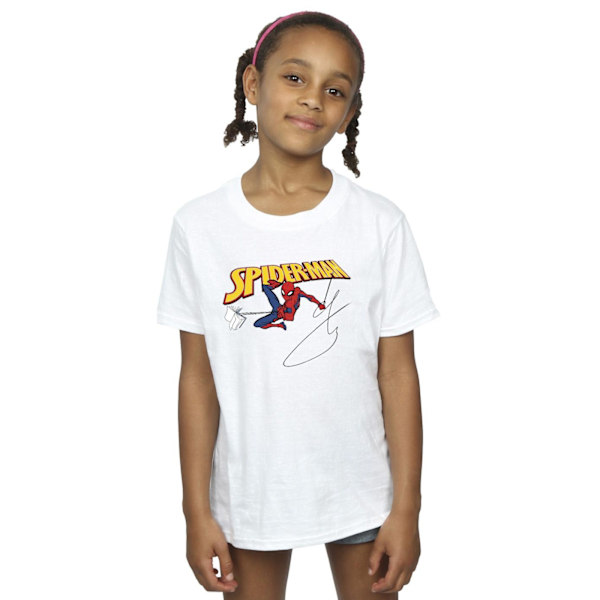 Marvel Girls Spider-Man med en bok Bomull T-shirt 5-6 år Vit White 5-6 Years