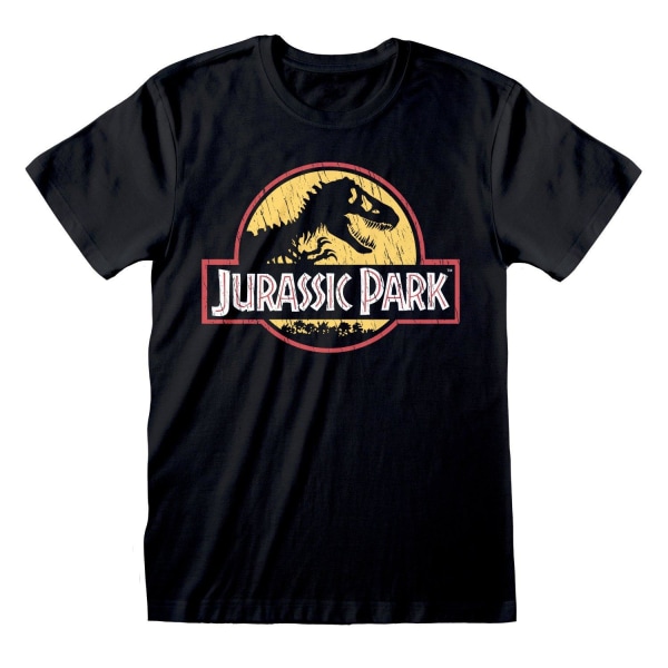 Jurassic Park Dam/Dam Klassisk Distressed Logotyp Pojkvän T Black S