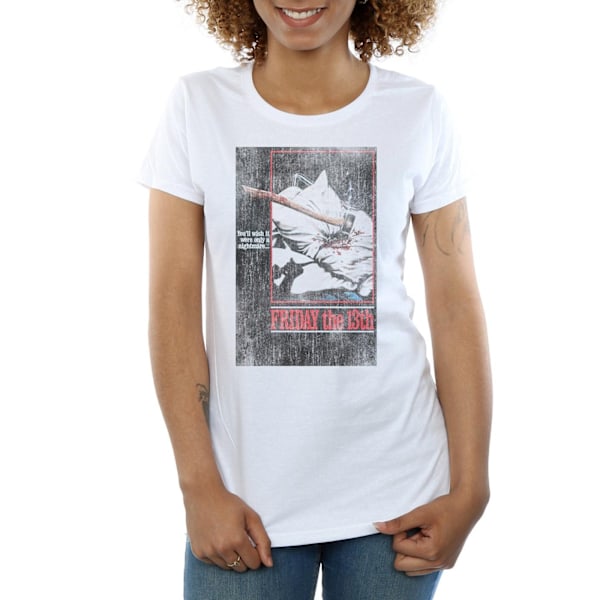 Fredag den 13:e Dam/Dam Distressed Axe Poster Bomull T-shirt White M