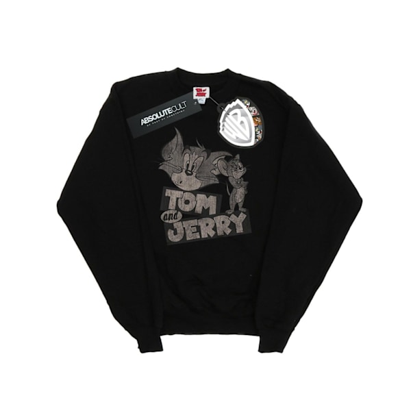 Tom And Jerry Girls Cartoon Wink Sweatshirt 7-8 År Svart Black 7-8 Years