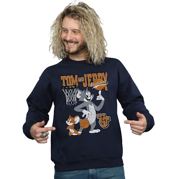 Tom och Jerry Herr Spinning Basketboll Bomull Sweatshirt XL Marinblå Navy Blue XL