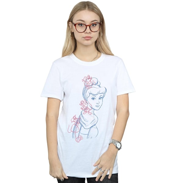 Disney Dam/Damer Askungen Mus Skiss Bomull Boyfriend T-shirt White 3XL