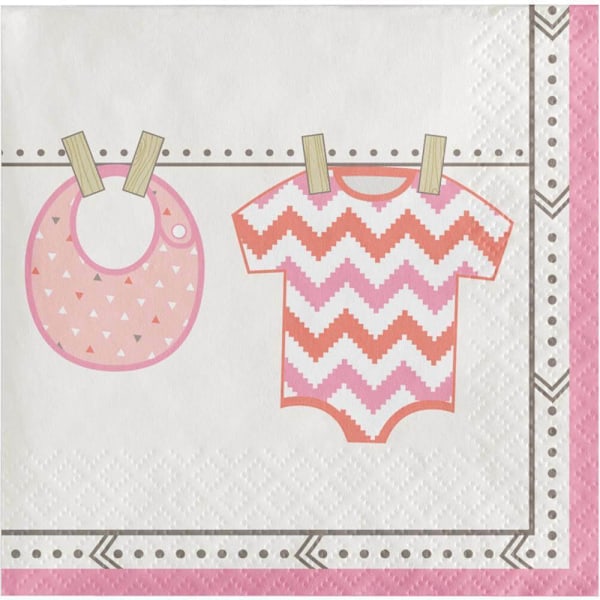 Creative Party Bundle Of Joy Pappersservetter för Babyshower (Förpackning om 16) Pink/White One Size