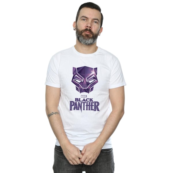 Marvel Herr Svart Panter Mask Logotyp T-shirt 4XL Vit White 4XL