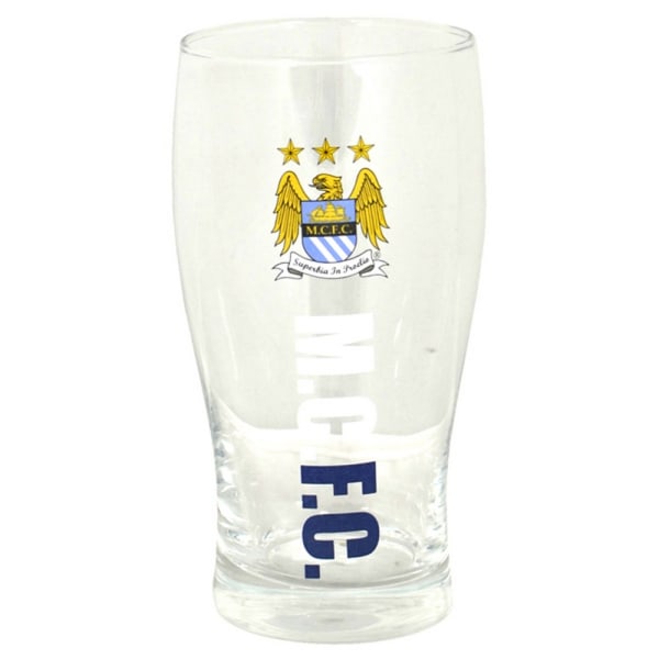 Manchester City FC Official Football Crest Pint Glass One Size Clear One Size