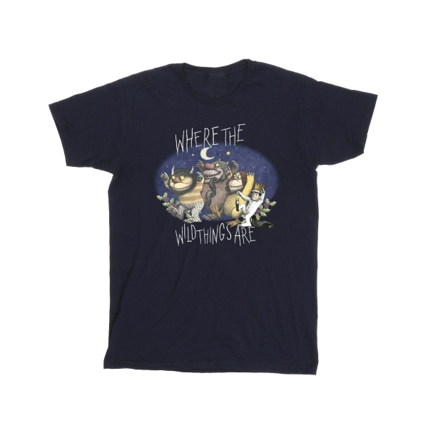 Where The Wild Things Are Mens Group Pose T-shirt 5XL Marinblå Navy Blue 5XL