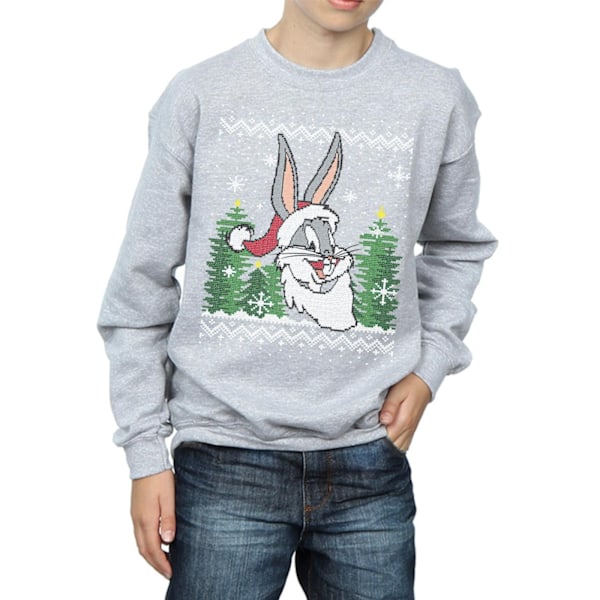 Looney Tunes Pojkar Bugs Bunny Jul Fair Isle Sweatshirt 7-8 Sports Grey 7-8 Years