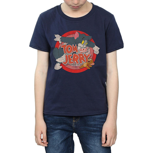 Tom och Jerry Pojkar Klassisk Catch Bomull T-shirt 7-8 År Marinblå Navy Blue 7-8 Years