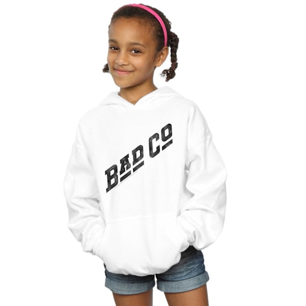 Bad Company Girls Distressed Logo Hoodie 9-11 år Vit White 9-11 Years