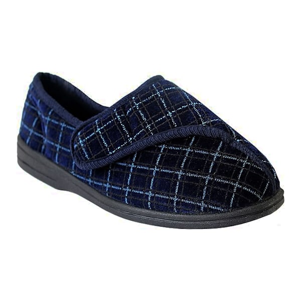 Zedzzz herr George touch-fastening check velour tofflor 7 UK N Navy Blue 7 UK