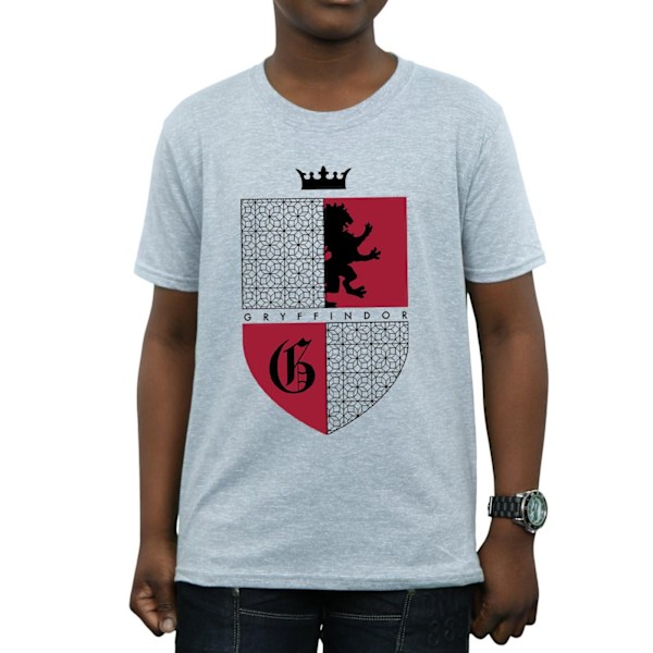 Harry Potter Pojkar Gryffindor Sköld T-shirt 7-8 År Sport Grå Sports Grey 7-8 Years