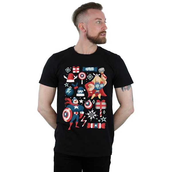 Marvel Herr Thor Och Captain America Juldag T-Shirt 4XL Black 4XL