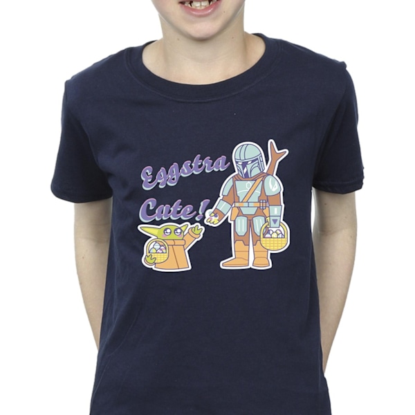 Star Wars Boys The Mandalorian Eggstra Cute Grogu T-shirt 5-6 år Navy Blue 5-6 Years