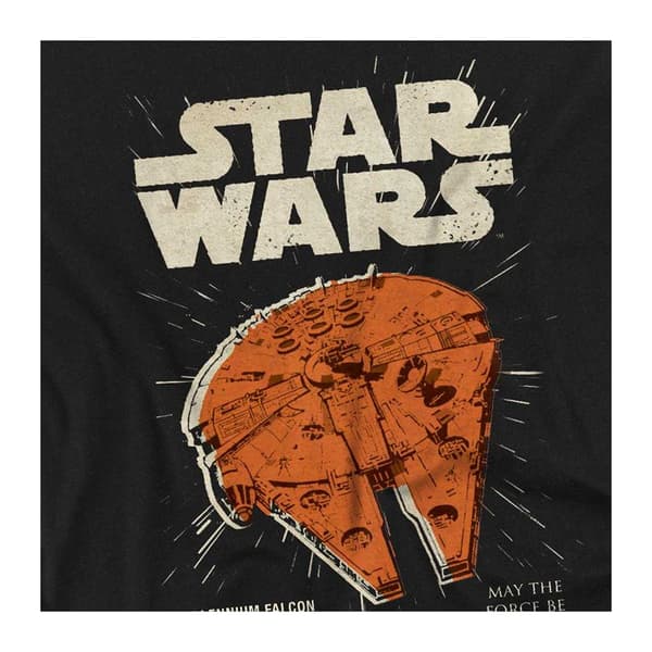Star Wars Unisex Vuxen Millenium Falcon Retro Långärmad T-tröja Black S