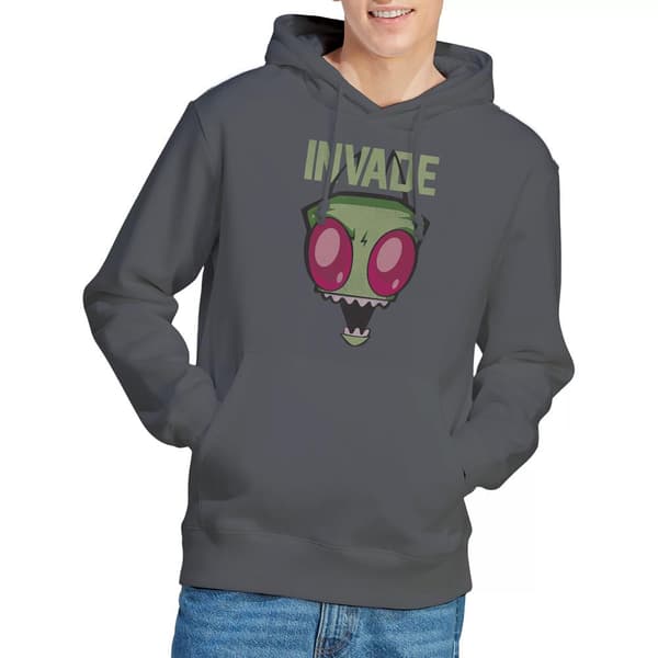 Invader Zim Herr Invade Hoodie M Kolgrå Charcoal M