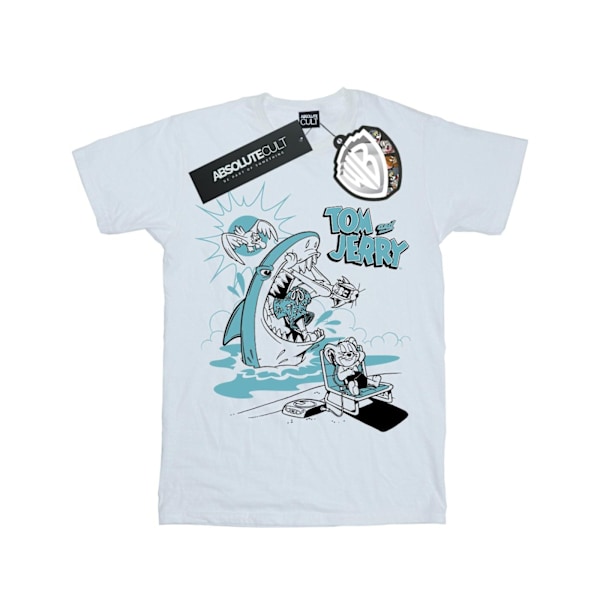 Tom och Jerry Pojkar Sommar Haj T-shirt 5-6 År Vit White 5-6 Years