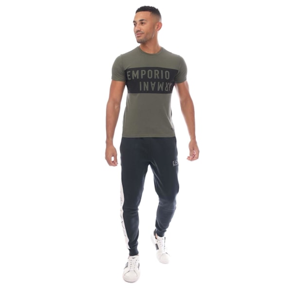 Emporio Armani Herr T-shirt med Rund Hals XXL Grön/Svart Green/Black XXL