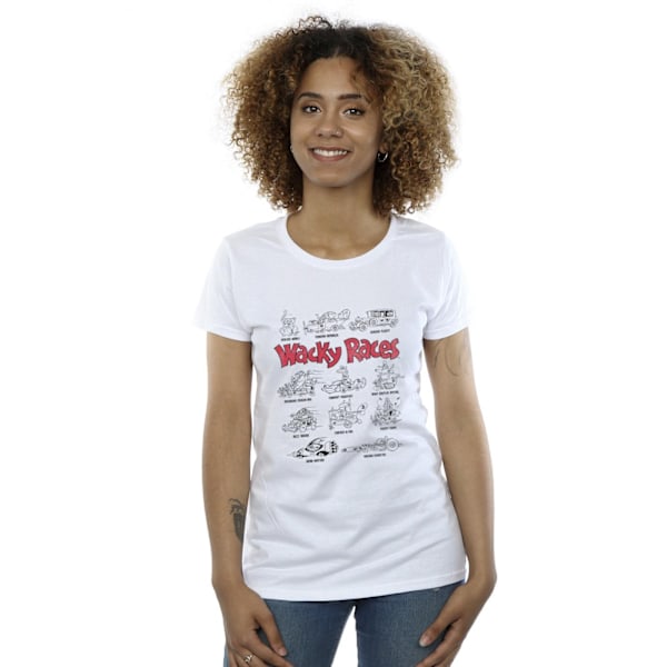 Wacky Races Dam/Dam Car Lineup Bomull T-shirt XXL Vit White XXL